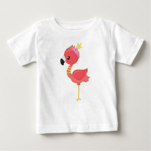 Princess Flamingo, Crown, Cute Flamingo, Flowers Baby T-Shirt