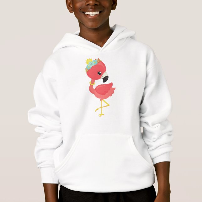 Princess Flamingo, Flowers, Crown, Cute Flamingo (Front)