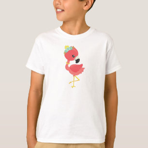 Princess Flamingo, Flowers, Crown, Cute Flamingo T-Shirt