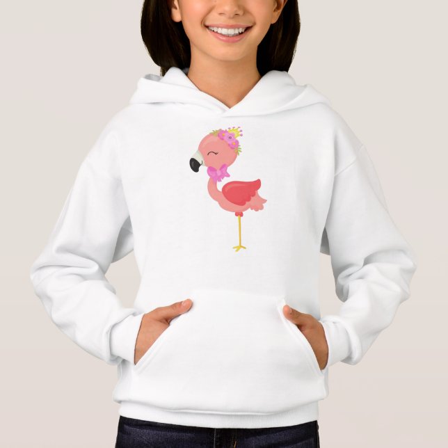 Princess Flamingo, Flowers, Cute Flamingo, Crown (Front)