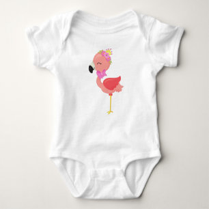 Princess Flamingo, Flowers, Cute Flamingo, Crown Baby Bodysuit