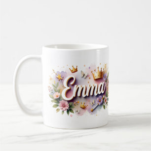Princess Floral Custom Mug – Personalised Name