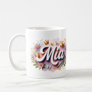 Princess Floral Custom Mug – Personalised Name Mia