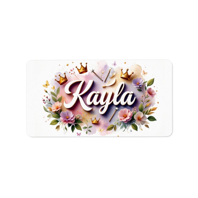 Princess Floral Name Labels – Personalised Sticker (Front)