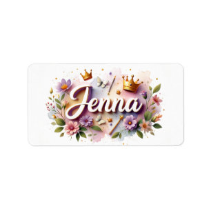 Princess Floral Name Labels – Personalised Sticker