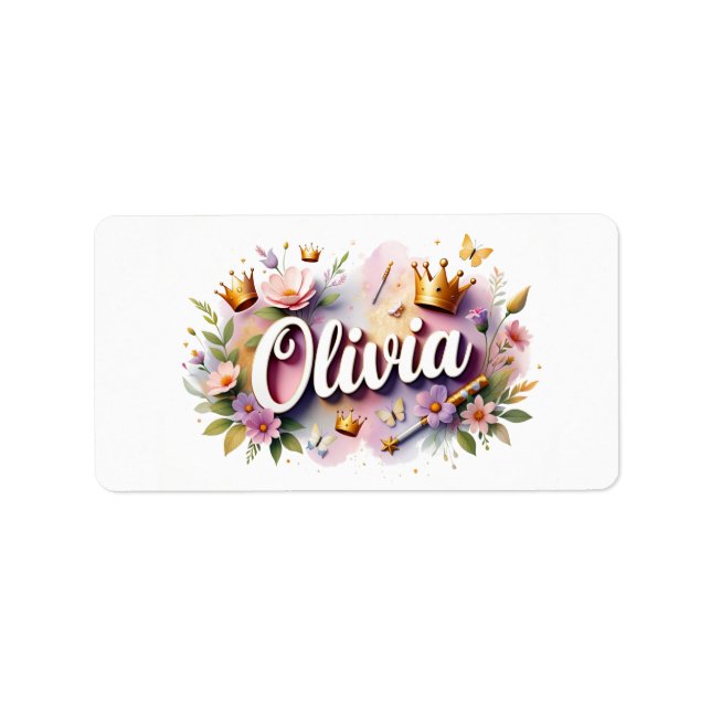 Princess Floral Name Labels – Personalised Sticker (Front)