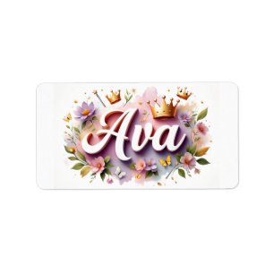Princess Floral Name Labels – Personalised Sticker