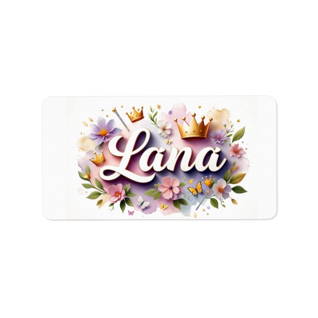 Princess Floral Name Labels – Personalised Sticker (Front)