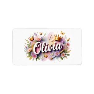 Princess Floral Name Labels – Personalized Sticker