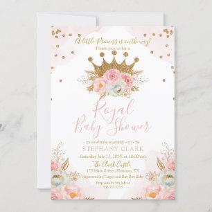 Princess Floral Pink & Gold Baby Shower Invitation