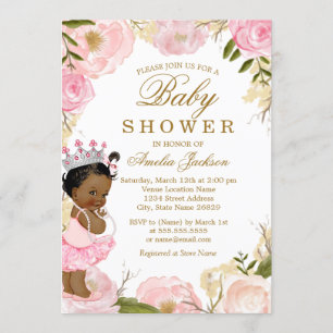 Princess Floral Rose It's a Girl Baby Shower Invitation