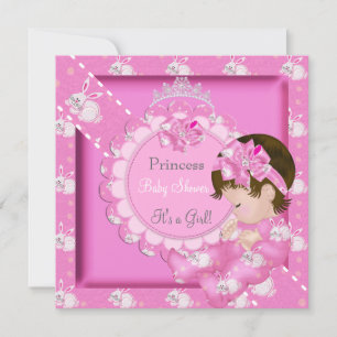 Princess Girl Baby Shower Pink Cute Bunnies Invitation