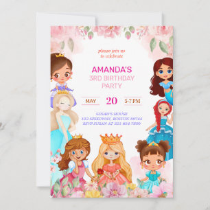 Princess Girl Birthday Party 3rd Years Invitation