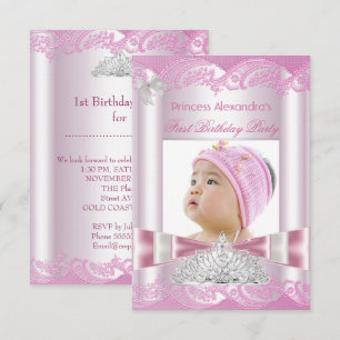 Princess Girl First Birthday 1st Party Invitation
