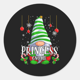 Princess Gnome Christmas Pajamas Matching Family G Classic Round Sticker