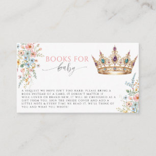 Princess Gold Crown Floral Books for Baby Shower Enclosure Card