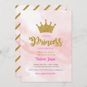 Princess Gold Glitter Crown Baby Shower Invitation