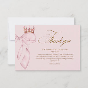 Princess Gold Pink Girl Baby Shower Thank You Card