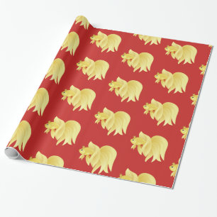 Princess golden fish on red wrapping paper