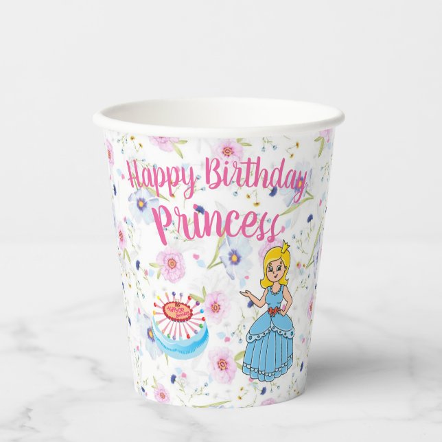 Princess Happy Birthday Paper Cup (Front)