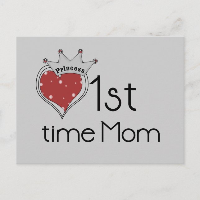 Princess Heart 1st Time Mum Tshirts and Gifts Postcard (Front)