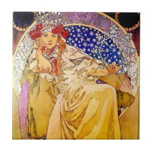Princess Hyacinth Poster by Alphonse Mucha Tile