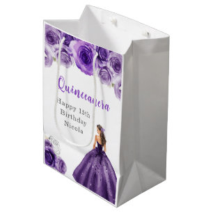 Princess in a Dark Purple Dress Quinceanera Medium Gift Bag