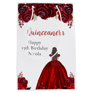 Princess in a Green Dress Quinceanera Birthday Medium Gift Bag