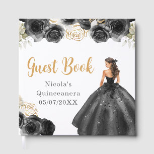 Princess in Black Dress Quinceanera Guest Book