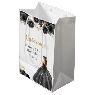 Princess in Black Dress Quinceanera Medium Gift Bag