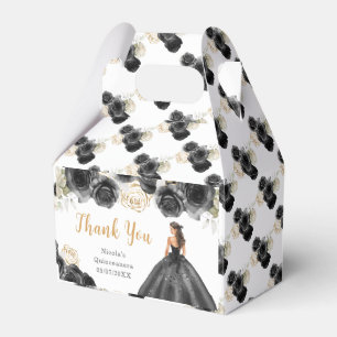Princess in Black Dress Quinceanera Thank You Favour Box