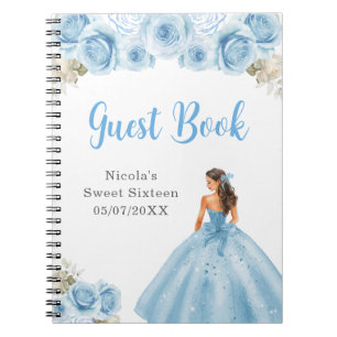Princess in Blue Dress Sweet Sixteen Guest Book
