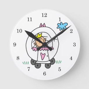 Princess in Carriage Round Clock