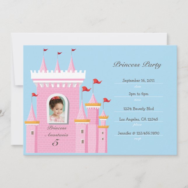 Princess in Castle Birthday Party Invitation (Front)