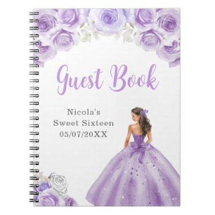 Princess in Dusty Purple Dress Sweet 16 Guest Book