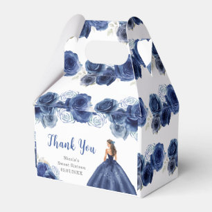 Princess in Navy Blu Dress Sweet Sixteen Thank You Favour Box