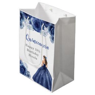 Princess in Navy Blue Dress Quinceanera Medium Gift Bag