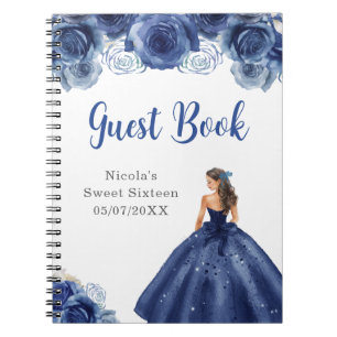 Princess in Navy Dress Sweet Sixteen Guest Book