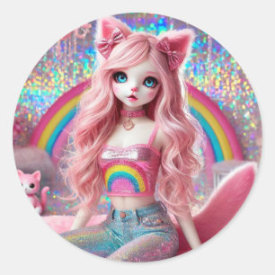 Princess in Pastel Classic Round Sticker