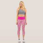 Princess in Pink  Capri Leggings<br><div class="desc">Illustration of an adorable baby girl dressed in pink,  with hair in buns with pink bows and princess tiara.  Surrounded by toys and with pink and gold balloons above with stars and moon banner. Cute gift for expecting parents,  baby shower,  gender reveal,  or baby birthday gift.</div>