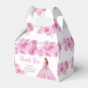Princess in Pink Dress Sweet Sixteen Thank You Favour Box