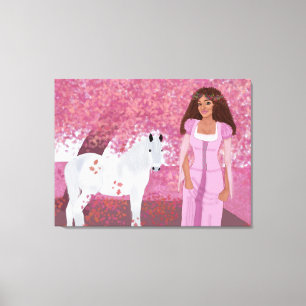 Princess in Pink Forest   Fairytale   Whimsical Canvas Print