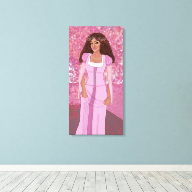 Princess in Pink Forest | Fairytale | Whimsical Canvas Print (Insitu(Wood Floor))