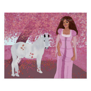Princess in Pink Forest   Fairytale   Whimsical Poster