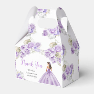 Princess in Purple Dress Quinceanera Thank You Favour Box