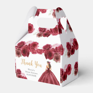 Princess in Red Dress Sweet Sixteen Thank You Favour Box