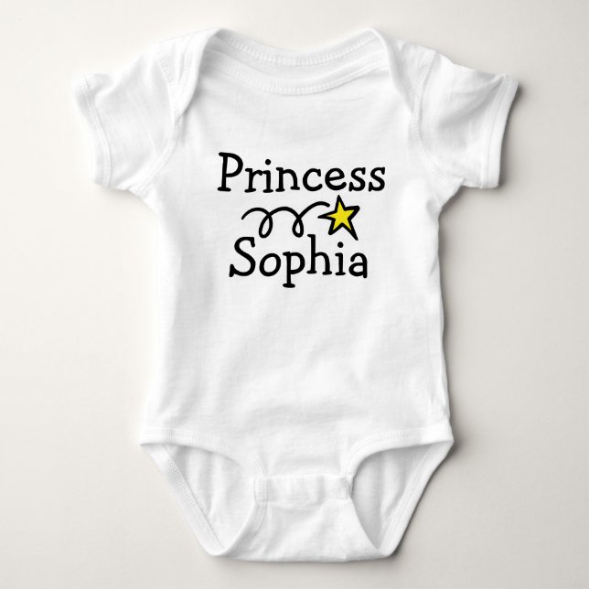 Princess infant creeper with baby name print (Front)