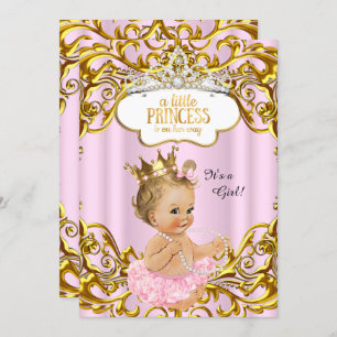 Princess is on her way Baby Shower Pink Blonde Invitation