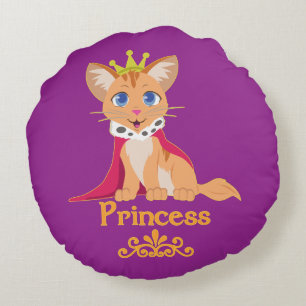 Princess Kitten Round Cushion