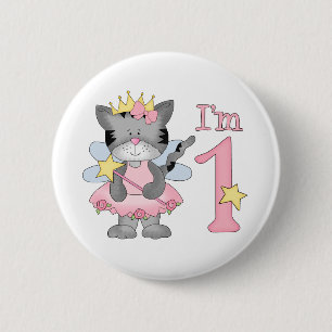 Princess Kitty 1st Birthday 6 Cm Round Badge